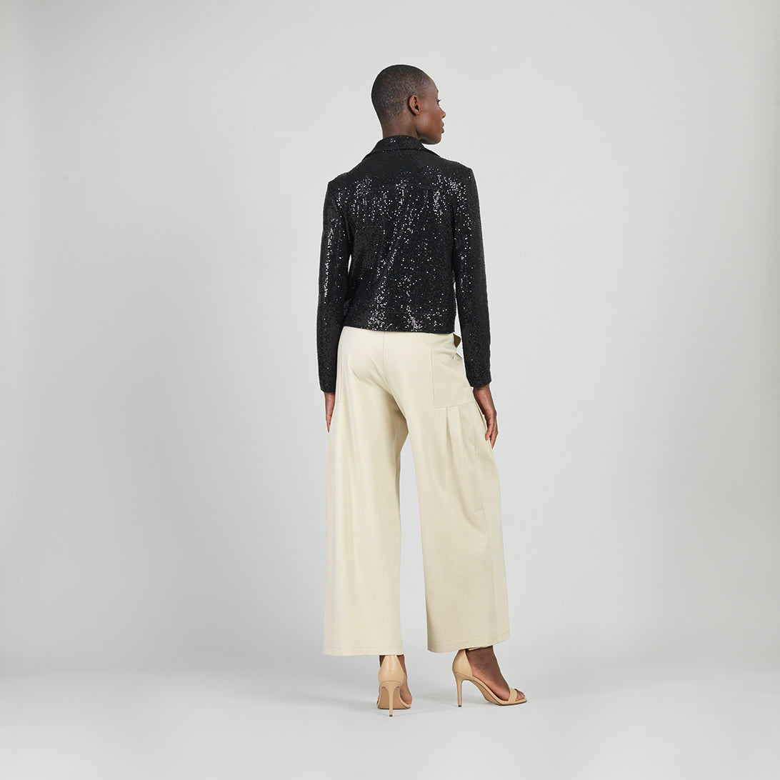 Sequin Knit - Moto Waist Jacket - Black - Final Sale | Clara Sunwoo