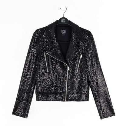 Sequin Knit - Moto Waist Jacket - Black - Final Sale | Clara Sunwoo