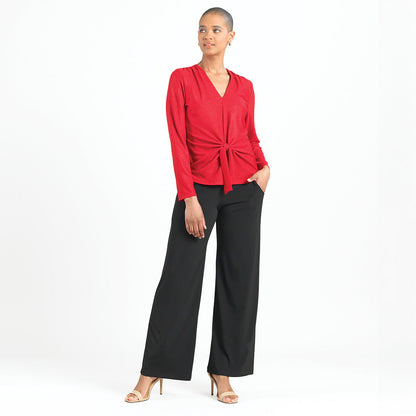 Glimmer Speck - V-Neck Center Front Tie Top - Red - Final Sale | Clara Sunwoo