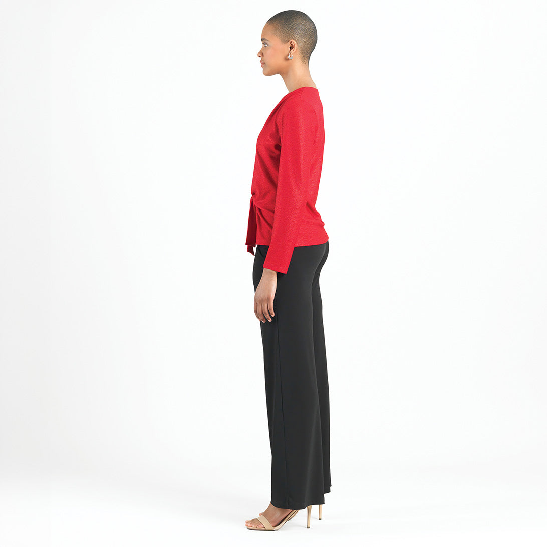 Glimmer Speck - V-Neck Center Front Tie Top - Red - Final Sale | Clara Sunwoo