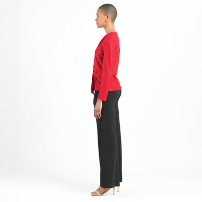 Glimmer Speck - V-Neck Center Front Tie Top - Red - Final Sale | Clara Sunwoo