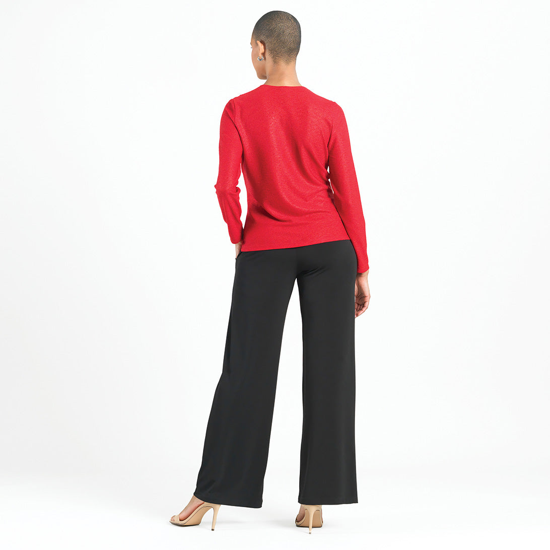 Glimmer Speck - V-Neck Center Front Tie Top - Red - Final Sale | Clara Sunwoo