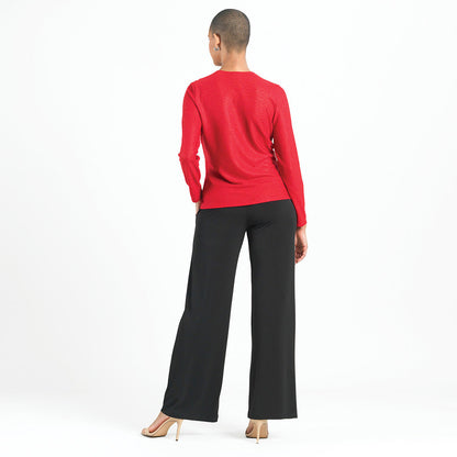 Glimmer Speck - V-Neck Center Front Tie Top - Red - Final Sale | Clara Sunwoo