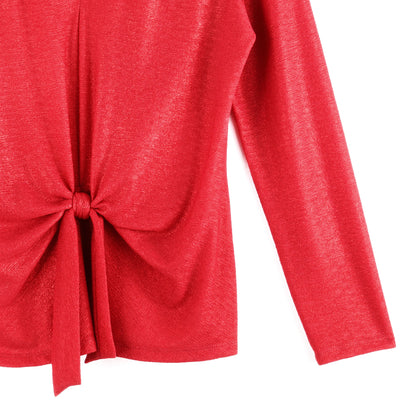 Glimmer Speck - V-Neck Center Front Tie Top - Red - Final Sale | Clara Sunwoo