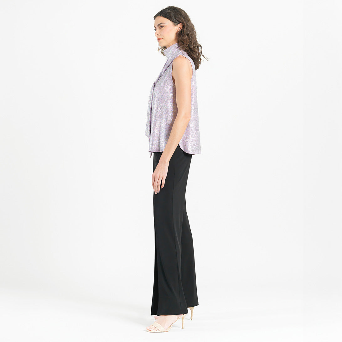 Glitter Foil - Mock Neck-Tie Detail Top - Pink - Final Sale! | Clara Sunwoo
