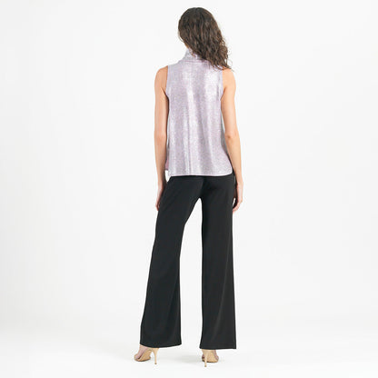 Glitter Foil - Mock Neck-Tie Detail Top - Pink - Final Sale! | Clara Sunwoo