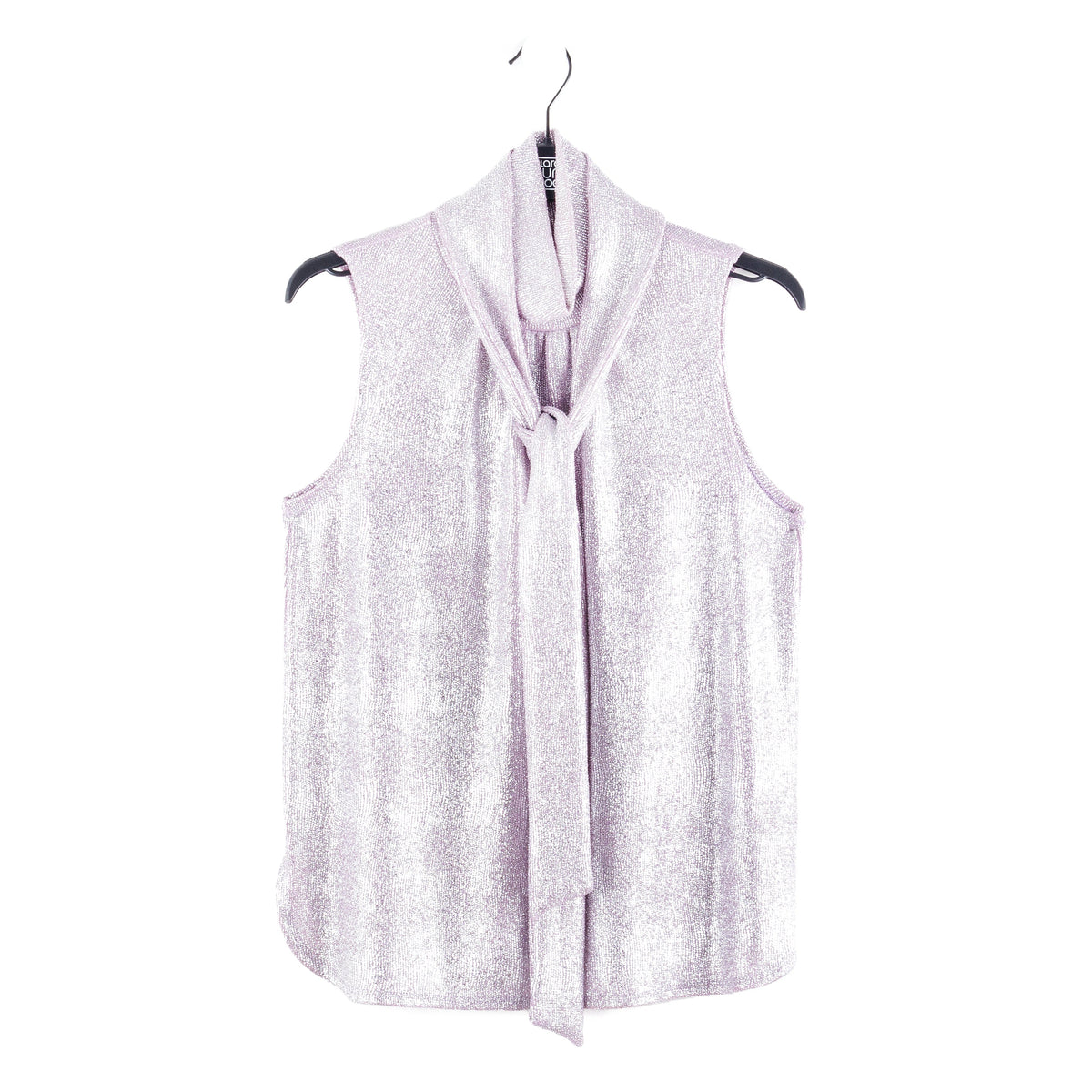 Glitter Foil - Mock Neck-Tie Detail Top - Pink - Final Sale! | Clara Sunwoo
