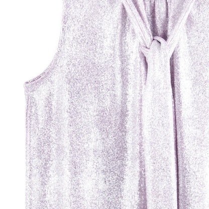 Glitter Foil - Mock Neck-Tie Detail Top - Pink - Final Sale! | Clara Sunwoo