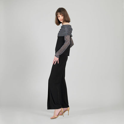 Sheer Shimmer - Ruched Off-Shoulder Top - Silver - Final Sale | Clara Sunwoo
