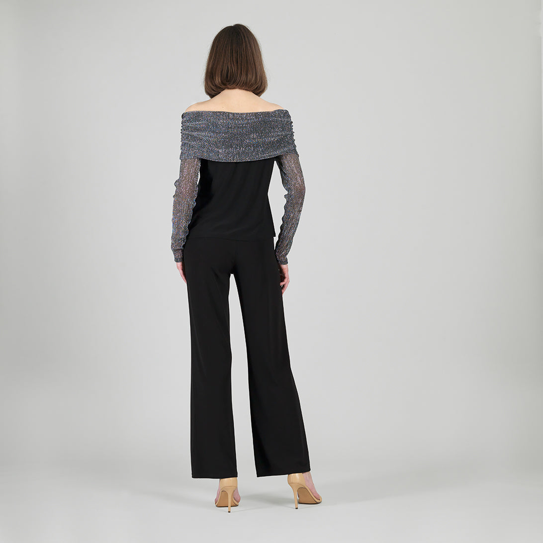Sheer Shimmer - Ruched Off-Shoulder Top - Silver - Final Sale | Clara Sunwoo