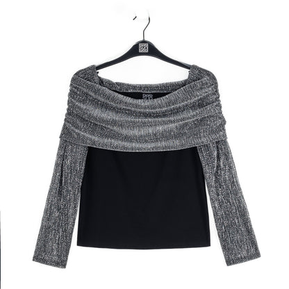 Sheer Shimmer - Ruched Off-Shoulder Top - Silver - Final Sale | Clara Sunwoo
