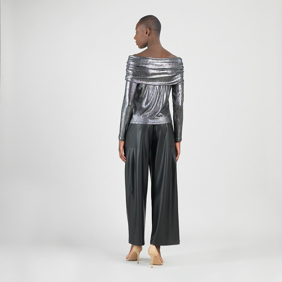 Metallic Shimmer - Ruched Off-Shoulder Top - Final Sale | Clara Sunwoo