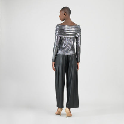 Metallic Shimmer - Ruched Off-Shoulder Top - Final Sale | Clara Sunwoo