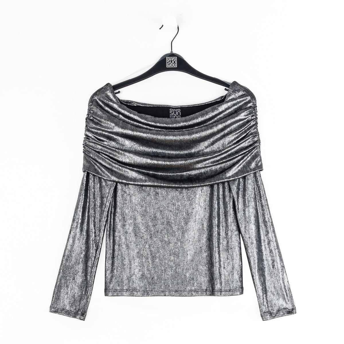 Metallic Shimmer - Ruched Off-Shoulder Top - Final Sale | Clara Sunwoo