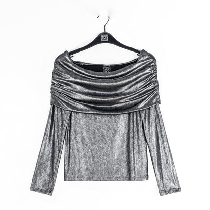 Metallic Shimmer - Ruched Off-Shoulder Top - Final Sale | Clara Sunwoo