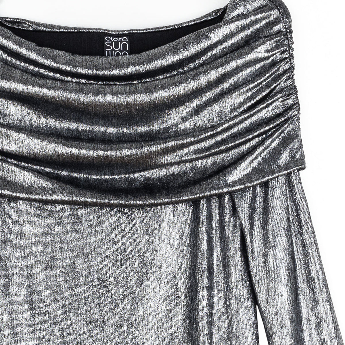 Metallic Shimmer - Ruched Off-Shoulder Top - Final Sale | Clara Sunwoo