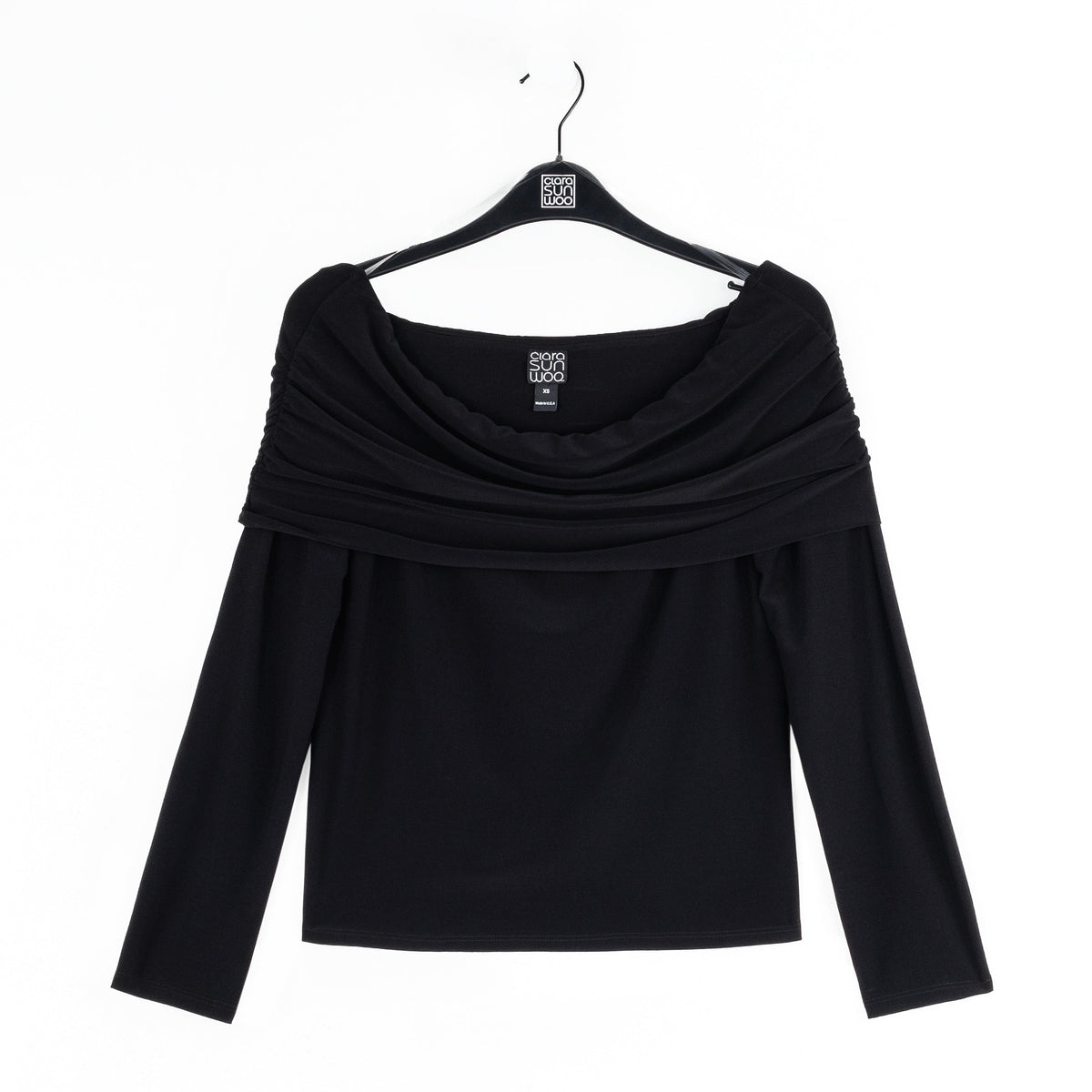 Ruched Off-Shoulder Top - Black - Final Sale | Clara Sunwoo