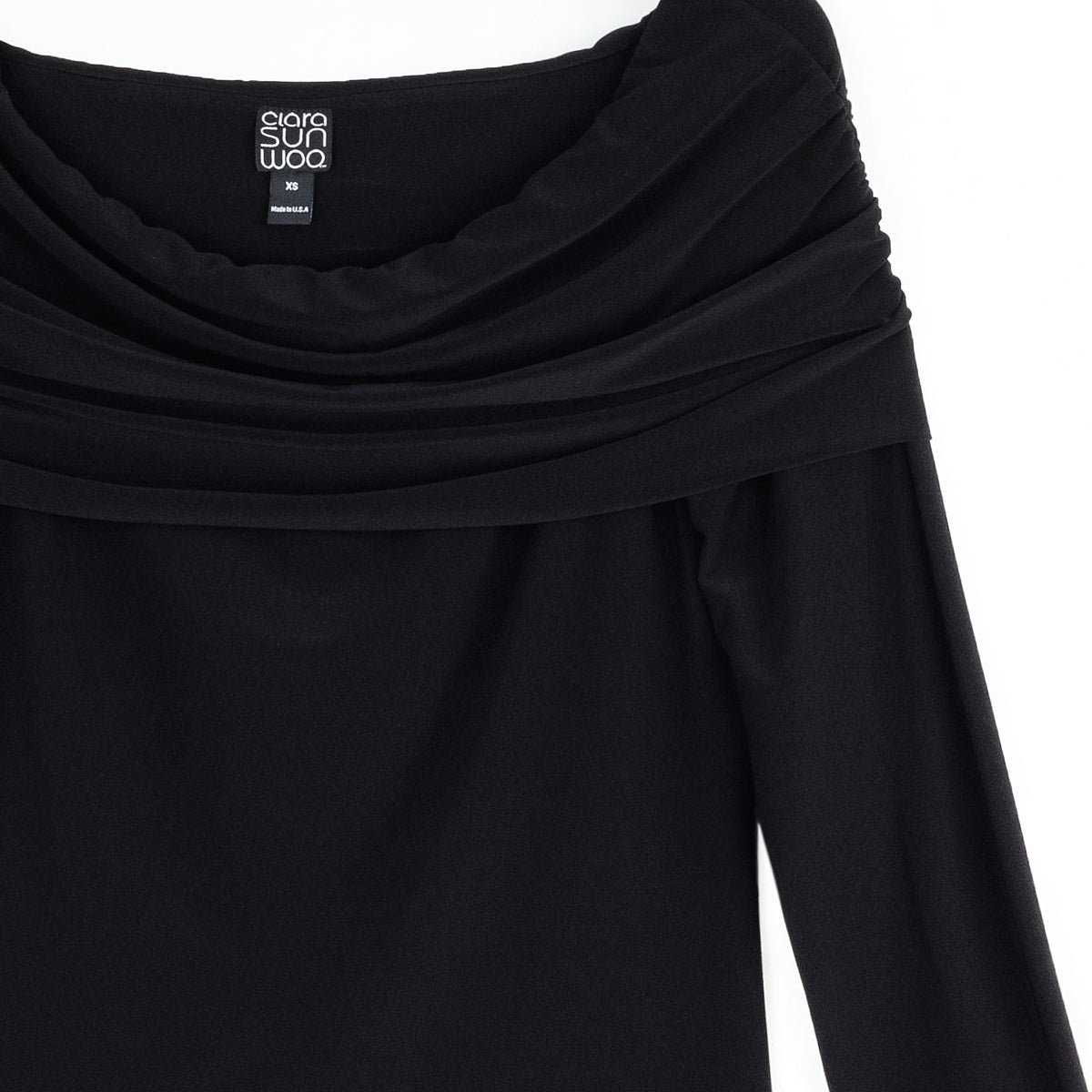 Ruched Off-Shoulder Top - Black - Final Sale | Clara Sunwoo