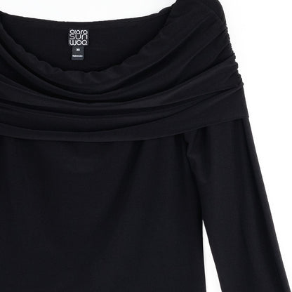Ruched Off-Shoulder Top - Black - Final Sale | Clara Sunwoo