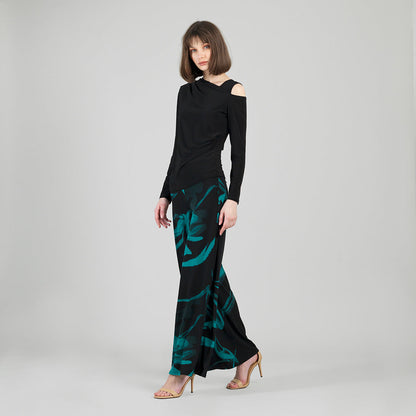 Angular Neck Open Shoulder Top - Black | Clara Sunwoo