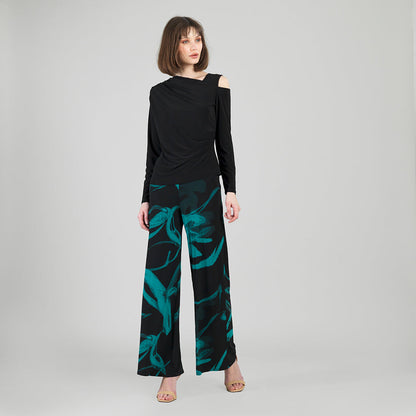 Angular Neck Open Shoulder Top - Black | Clara Sunwoo