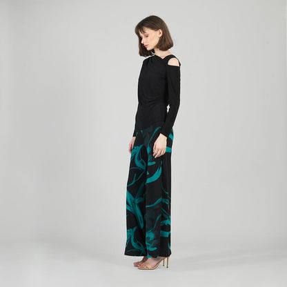 Angular Neck Open Shoulder Top - Black | Clara Sunwoo