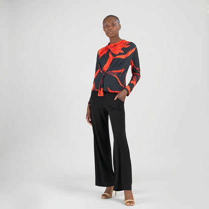Long Sleeve Loop Front Top - Floral Eclipse - Final Sale | Clara Sunwoo