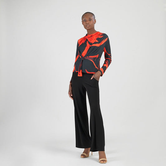 Long Sleeve Loop Front Top - Floral Eclipse - Final Sale | Clara Sunwoo
