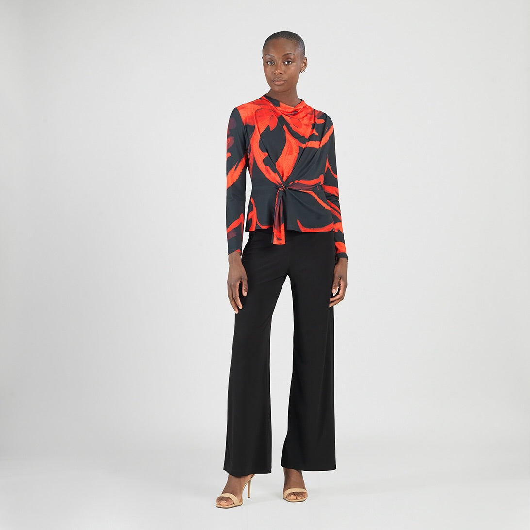 Long Sleeve Loop Front Top - Floral Eclipse - Final Sale | Clara Sunwoo