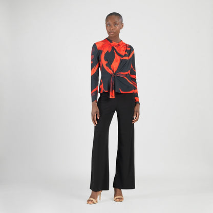 Long Sleeve Loop Front Top - Floral Eclipse - Final Sale | Clara Sunwoo
