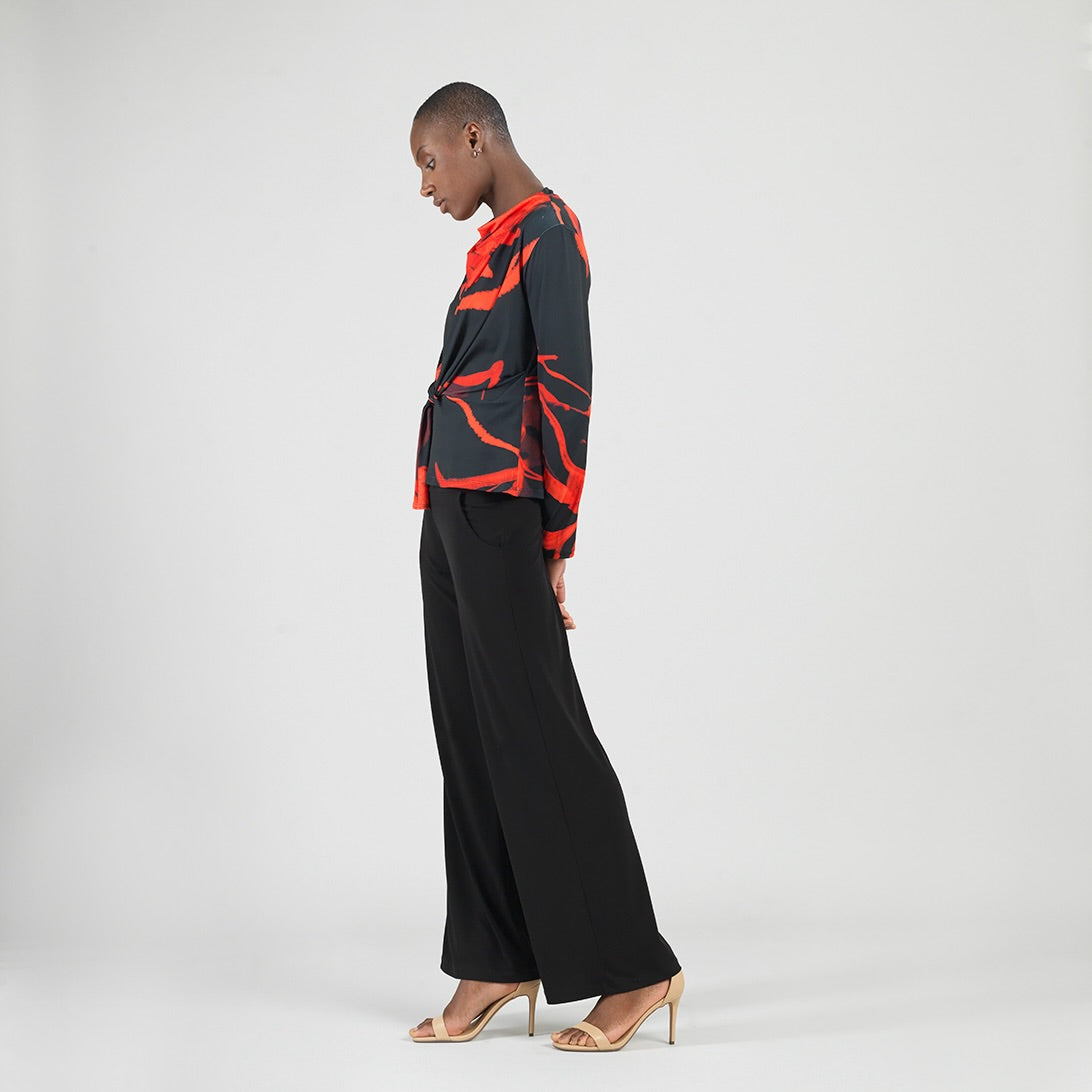 Long Sleeve Loop Front Top - Floral Eclipse - Final Sale | Clara Sunwoo