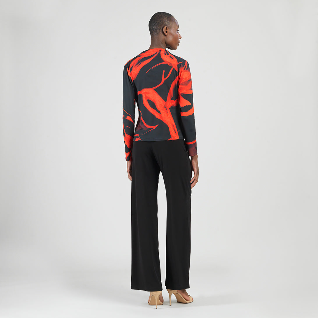 Long Sleeve Loop Front Top - Floral Eclipse - Final Sale | Clara Sunwoo