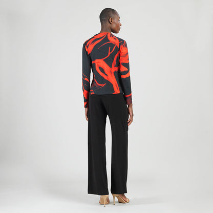 Long Sleeve Loop Front Top - Floral Eclipse - Final Sale | Clara Sunwoo