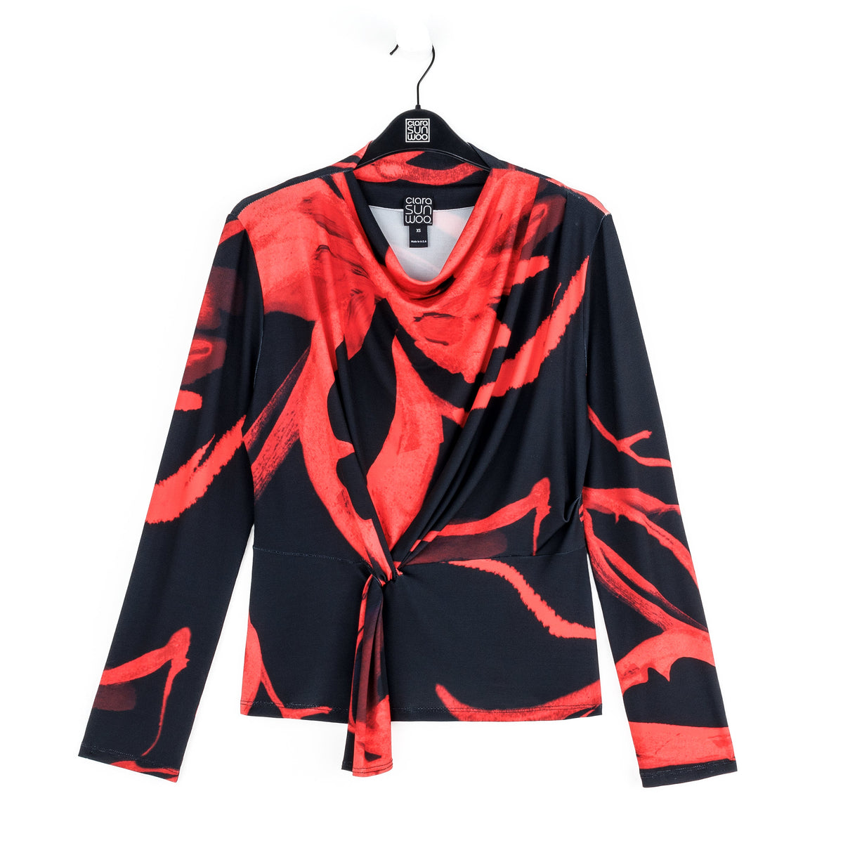 Long Sleeve Loop Front Top - Floral Eclipse - Final Sale | Clara Sunwoo