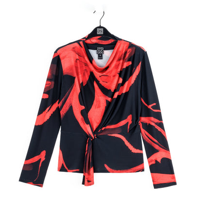 Long Sleeve Loop Front Top - Floral Eclipse - Final Sale | Clara Sunwoo