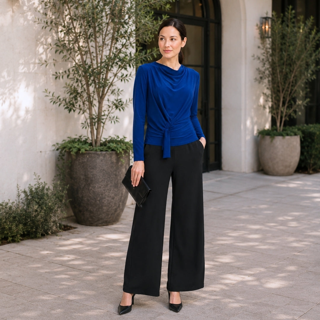 Long Sleeve Loop Front Top - Cobalt - Final Sale | Clara Sunwoo