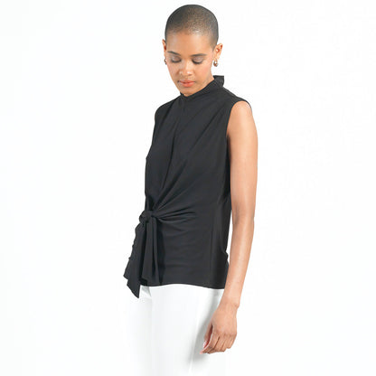 Sleeveless Center Front Tie Top - Black - Final Sale! | Clara Sunwoo