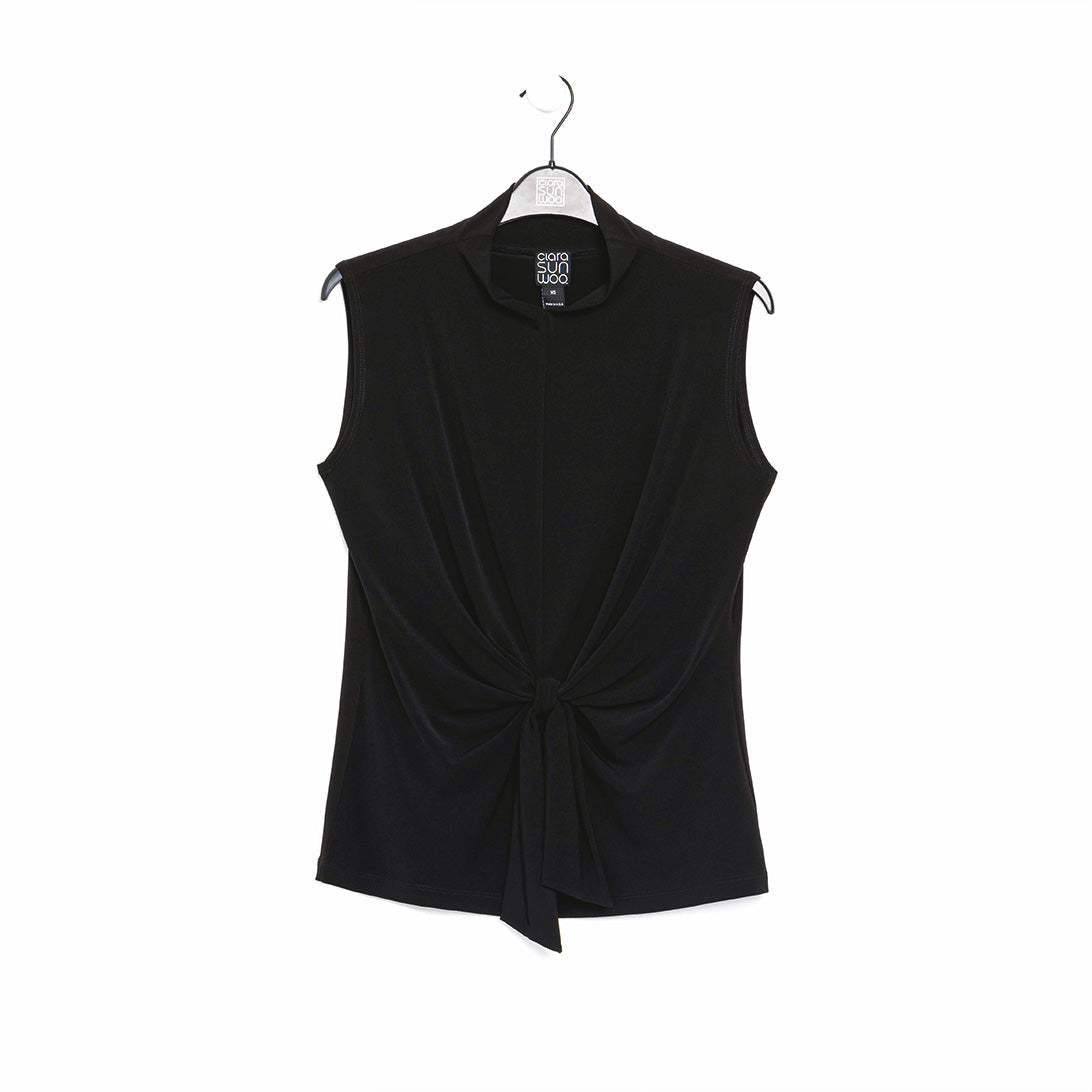 Sleeveless Center Front Tie Top - Black - Final Sale! | Clara Sunwoo