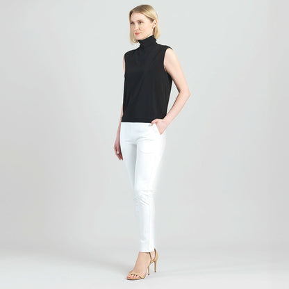 Rayon-Ponte Knit - Straight Leg Pocket Pant - White - Final Sale | Clara Sunwoo
