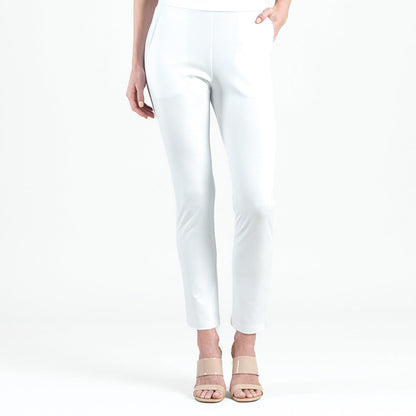 Rayon-Ponte Knit - Straight Leg Pocket Pant - White - Final Sale | Clara Sunwoo