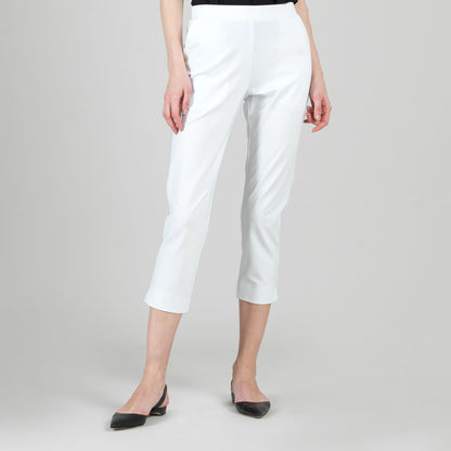 Rayon-Ponte Knit - Pull-On Pocket Capri - White - Final Sale | Clara Sunwoo