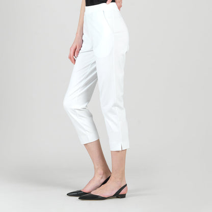 Rayon-Ponte Knit - Pull-On Pocket Capri - White - Final Sale | Clara Sunwoo
