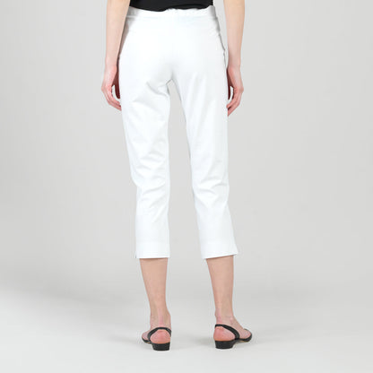 Rayon-Ponte Knit - Pull-On Pocket Capri - White - Final Sale | Clara Sunwoo
