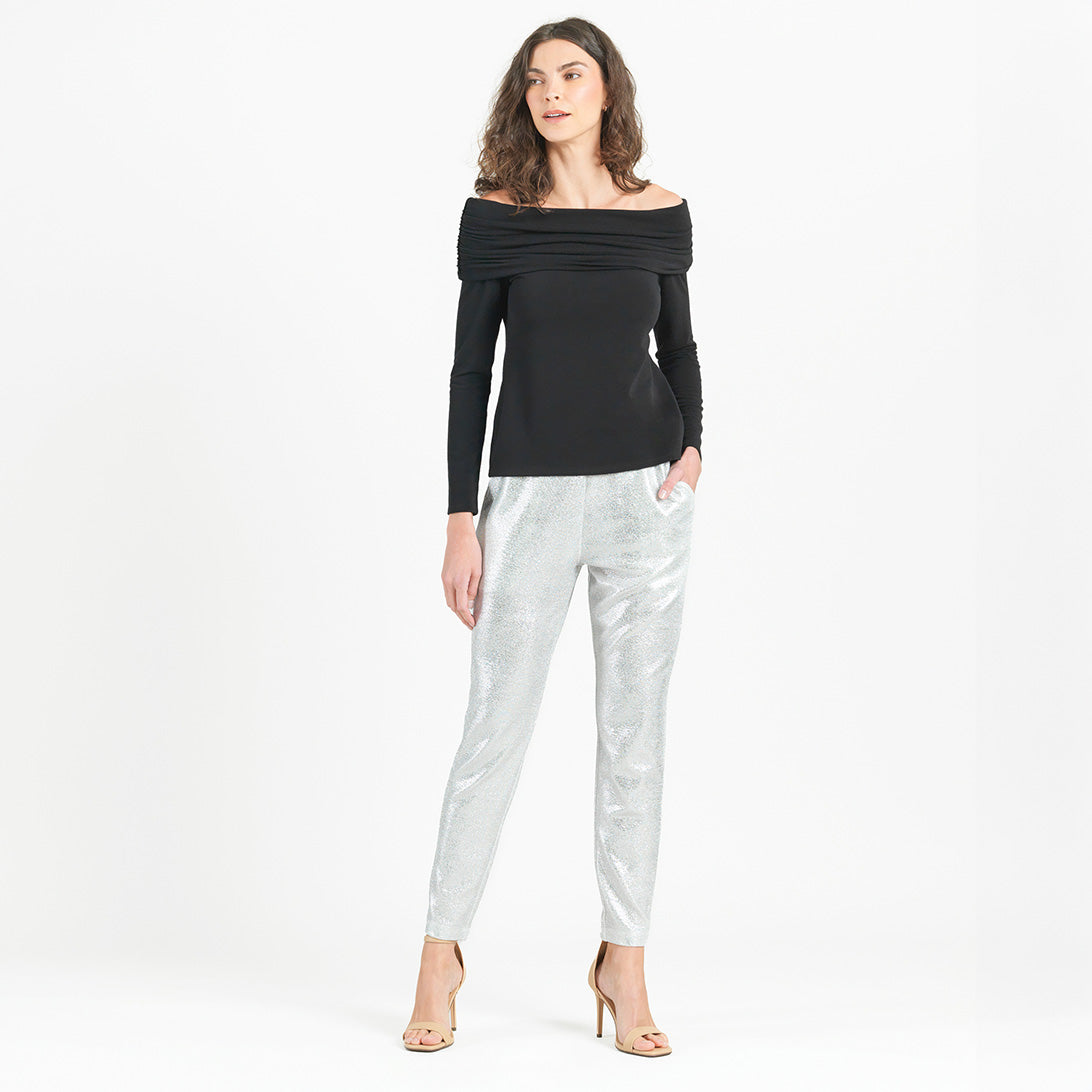 Ultra Cozy - Ruched Off-Shoulder Sweater Top - Black - Final Sale | Clara Sunwoo