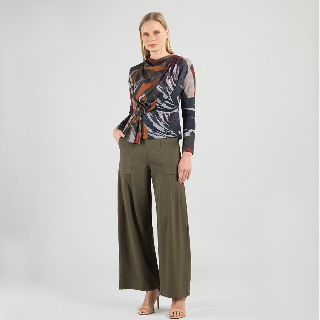 Cozy Knit - Long Sleeve Loop Front Sweater Top - Abstract Harvest - Final Sale | Clara Sunwoo