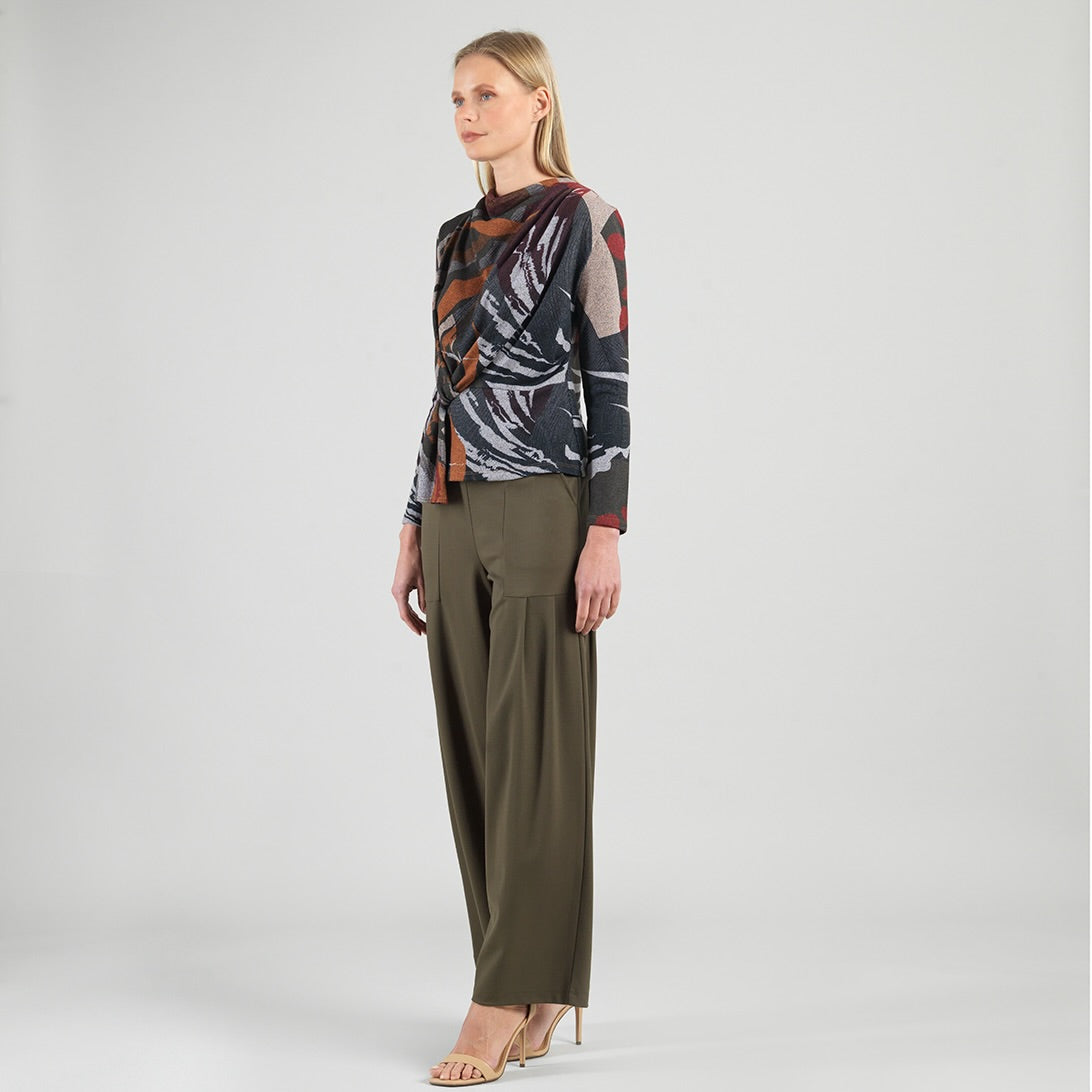 Cozy Knit - Long Sleeve Loop Front Sweater Top - Abstract Harvest - Final Sale | Clara Sunwoo