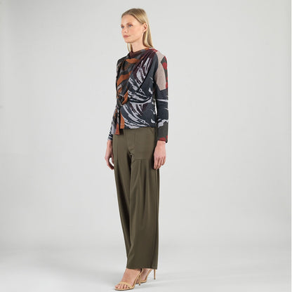 Cozy Knit - Long Sleeve Loop Front Sweater Top - Abstract Harvest - Final Sale | Clara Sunwoo