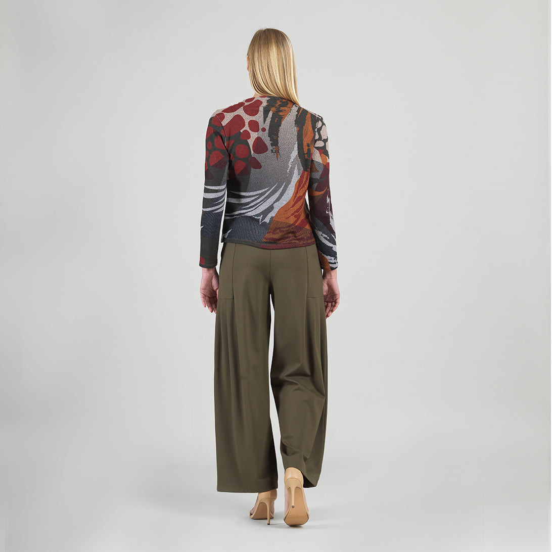 Cozy Knit - Long Sleeve Loop Front Sweater Top - Abstract Harvest - Final Sale | Clara Sunwoo