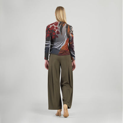Cozy Knit - Long Sleeve Loop Front Sweater Top - Abstract Harvest - Final Sale | Clara Sunwoo