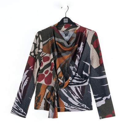 Cozy Knit - Long Sleeve Loop Front Sweater Top - Abstract Harvest - Final Sale | Clara Sunwoo